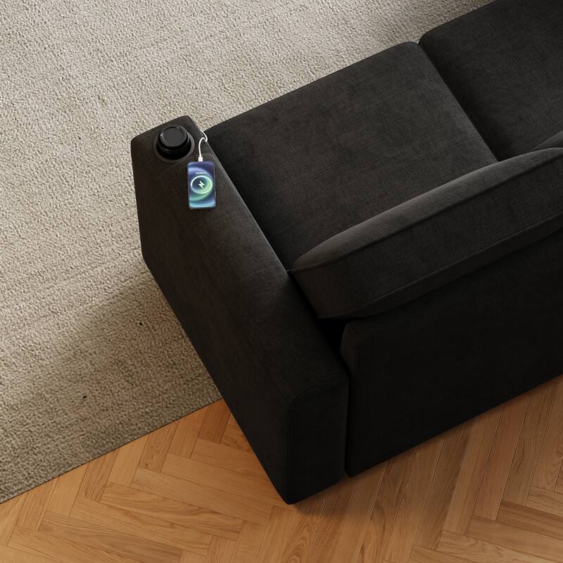 Sleeper Sofa with Storage, Cup Holder and USB Charging Port,Couch with Pull Out Bed, Daybed for Living Room Bedroom