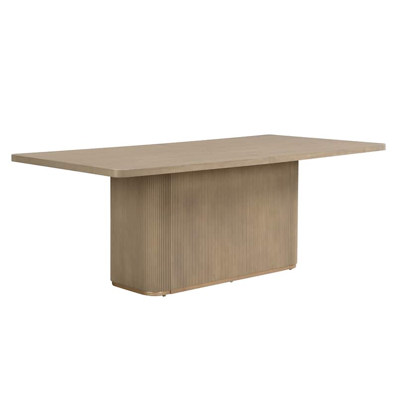 Christopher Knight Home - Forest 7-Piece Upholstered Dining Set with 84" Rectangular Pillar Base Dining Table