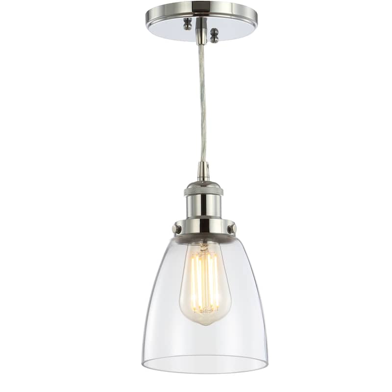 Ferano 5.5" Adjustable Metal/Glass LED Pendant, Chrome by JONATHAN Y