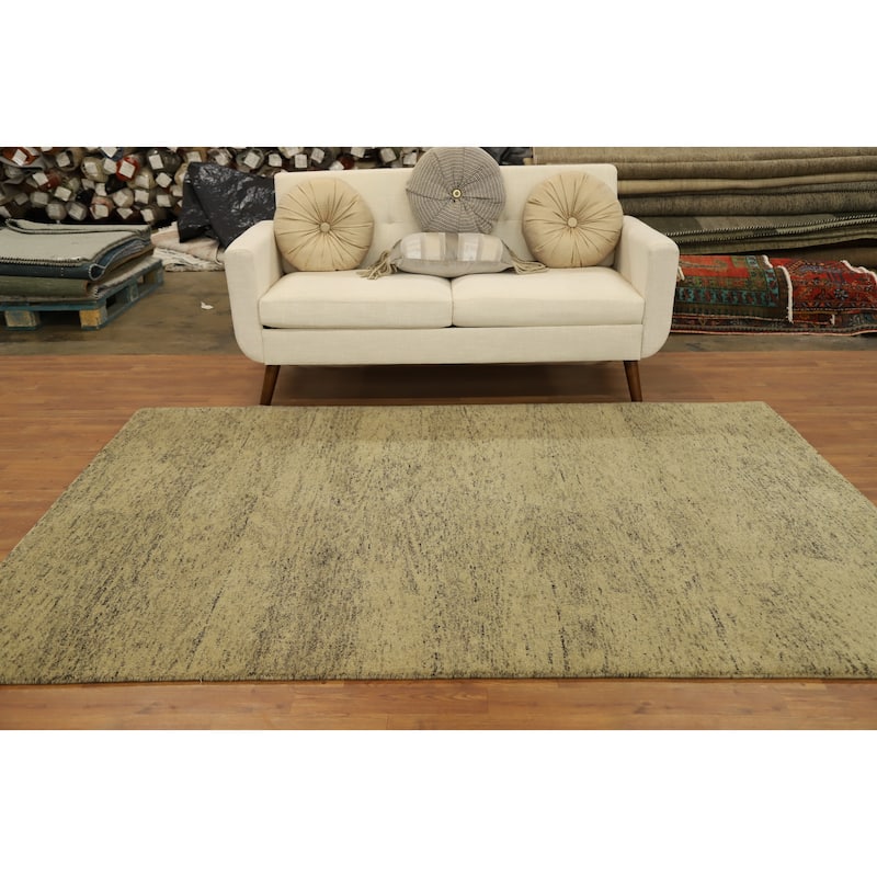 Hand Knotted Oriental 100% Wool Carpet Modern Modern Beige & Ivories Gabbeh Area Rug - 7' 10'' X 5' 8''