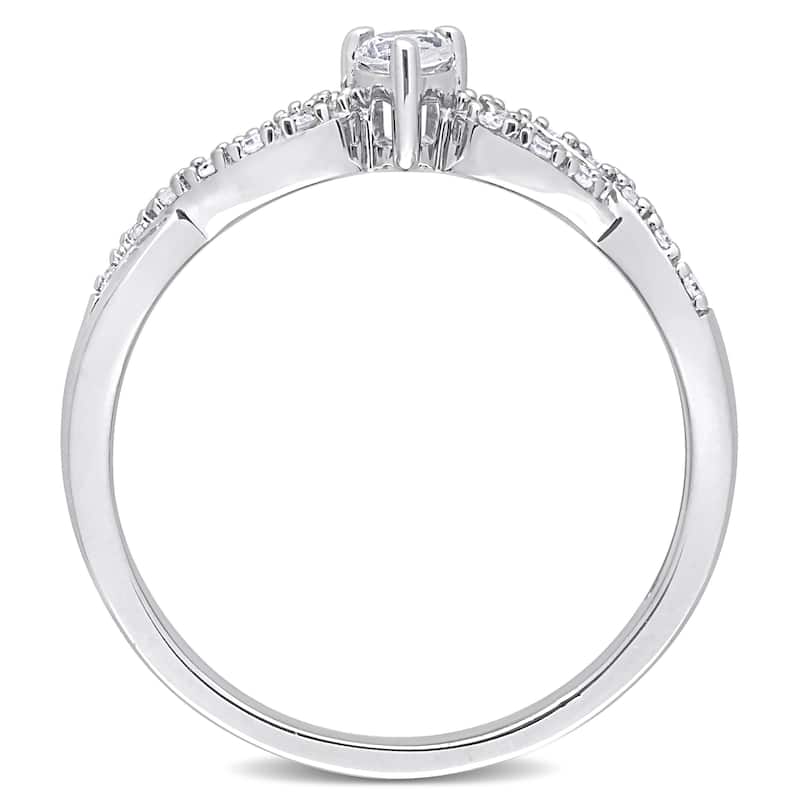 Miadora 1/10ct TDW Diamond and Created White Sapphire Infinity Engagement Ring in Sterling Silver