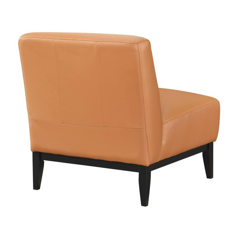 Hayes 28.5" Leather Accent Chair - Black Finish Solid Wood Legs