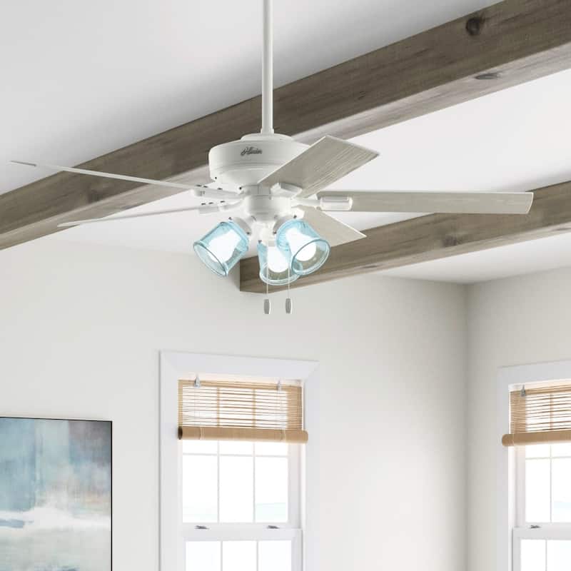Hunter 52" Whittier Ceiling Fan with LED Light and Pull Chain - Matte White - Matte White