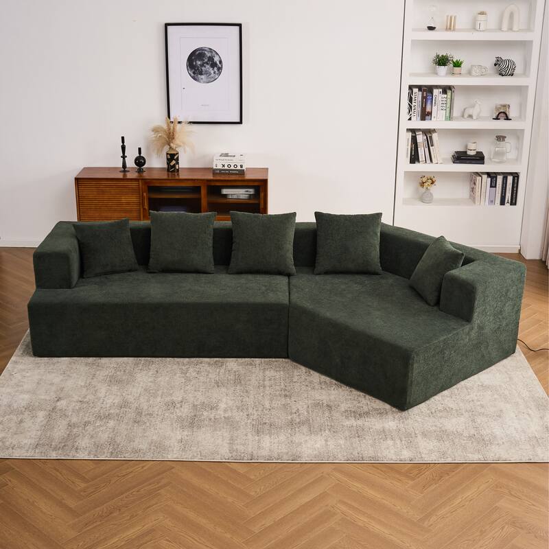 Memory Foam Couch, No Installation & Easy to Transport, Deep Seat Modern Sofa with Chenille Fabric