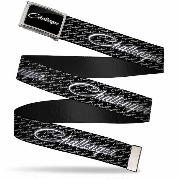 Challenger Script Fcg Black White Gray Chrome Challenger Repeat W Text Web Belt