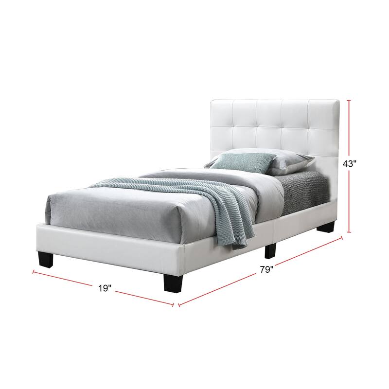 Faux Leather Upholstered Bed with Tufting