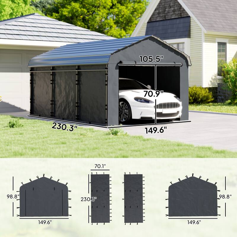 Outsunny Carport Replacement Sidewall Panels Set of 4 for 12' x 20' Carports, UPF50+ Waterproof PE Tarp Replacement Cover