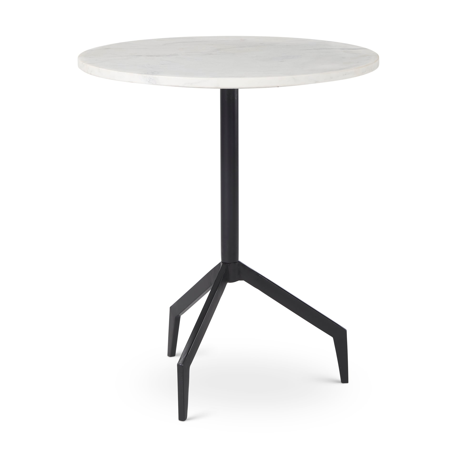 Serre White Marble Top With Black Metal Base Round Side Table