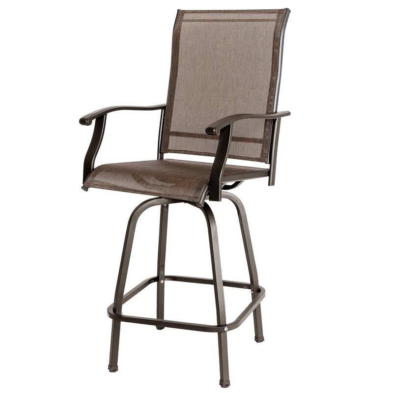 Outdoor 5-Piece Textilene Bar Set, Swivel Bar Stools and Umbrella Hole