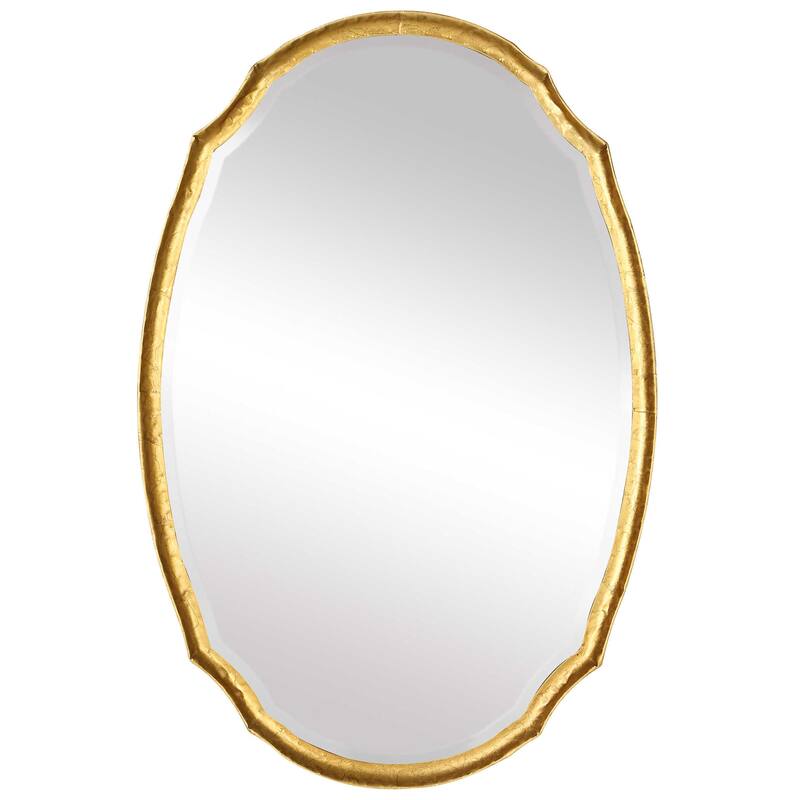 Uttermost UMIR21503 24" W x 36" H Oval Framed Bathroom Mirror - Antique Gold Leaf