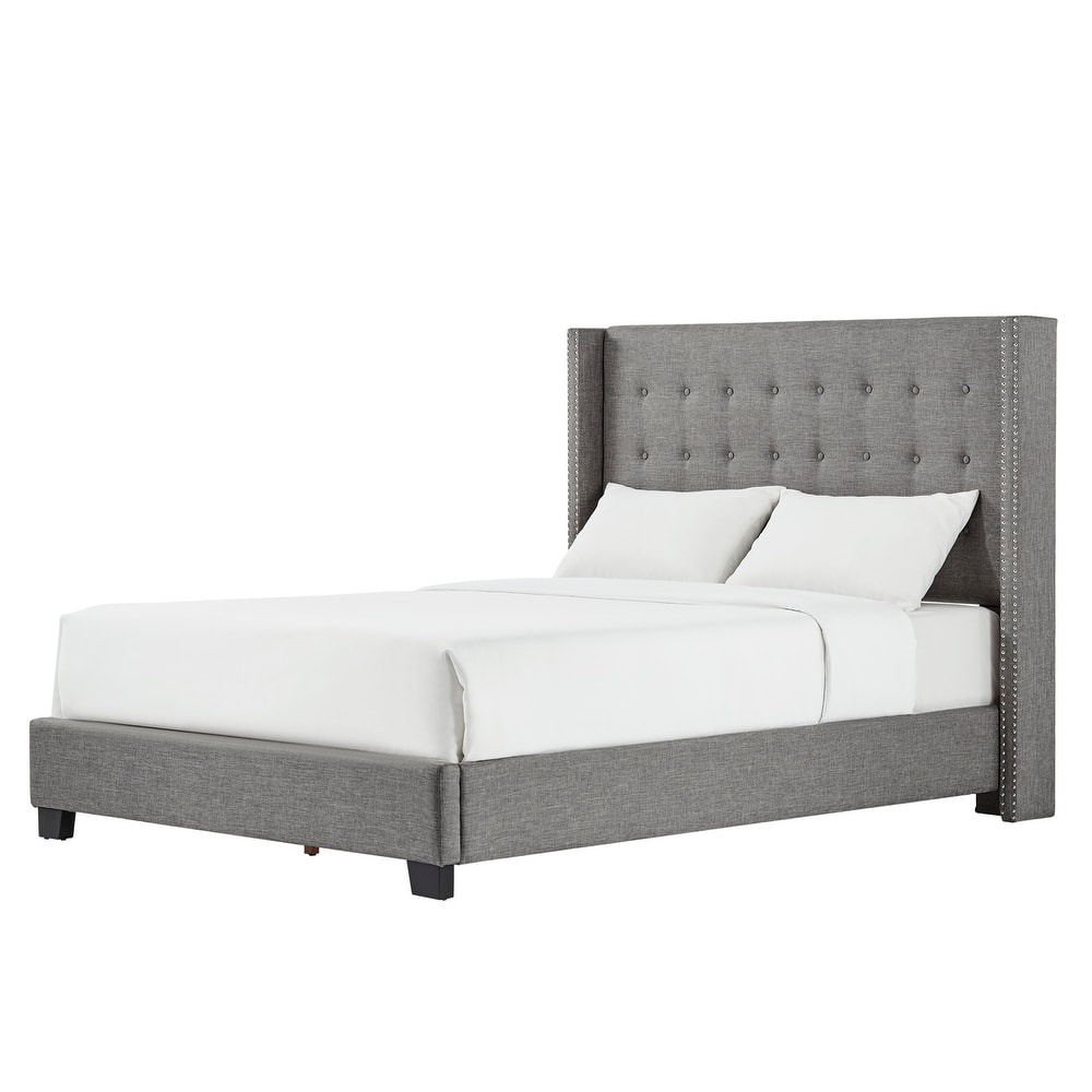 Melina Tufted Linen Wingback Platform Bed by iNSPIRE Q Bold