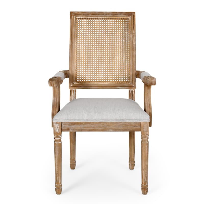 Mores Wood and Cane Upholstered 5 Piece Circular Dining Set by Christopher Knight Home