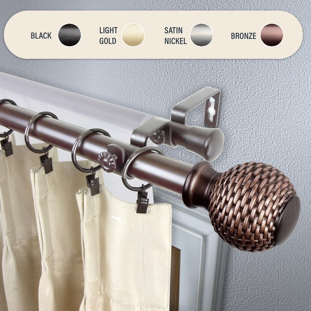 InStyleDesign Kray 1 inch Diameter Adjustable Double Curtain Rod
