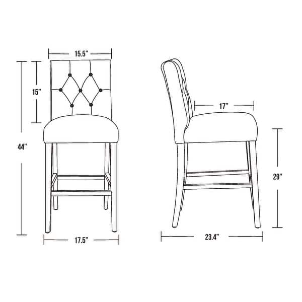 Carter 29" Button Tufted Bar Stool (Set of 2) Antique Gray Finish