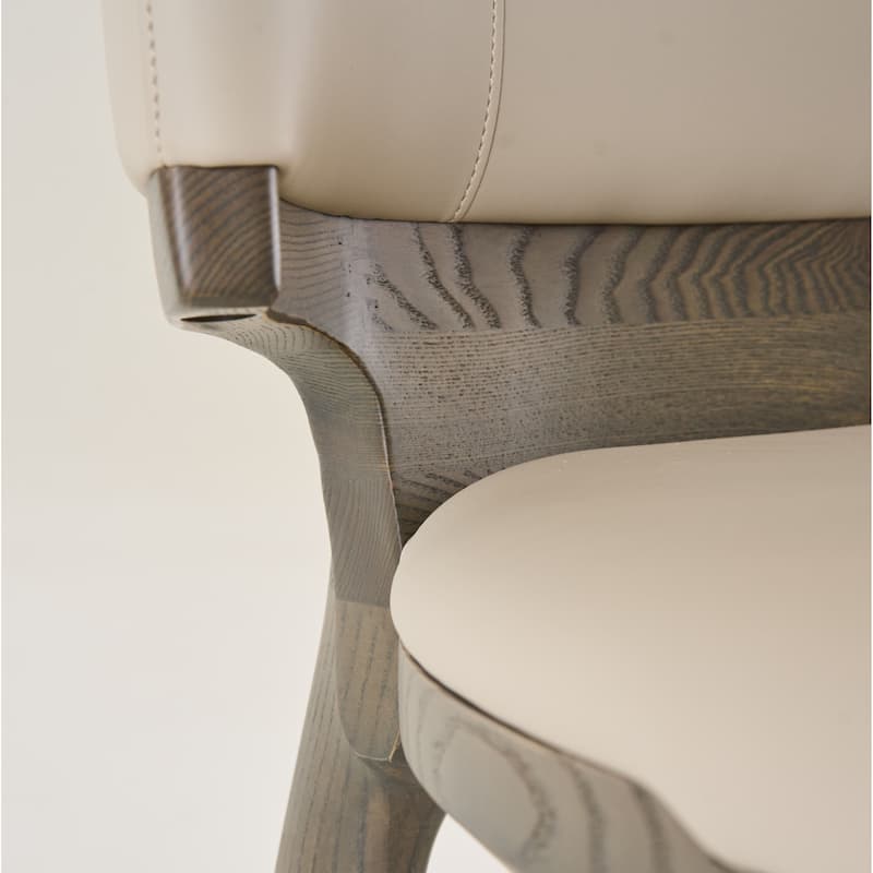 Modrest Calvary Mid-Century Modern Beige Vegan Leather & Grey Ash Counter Chair