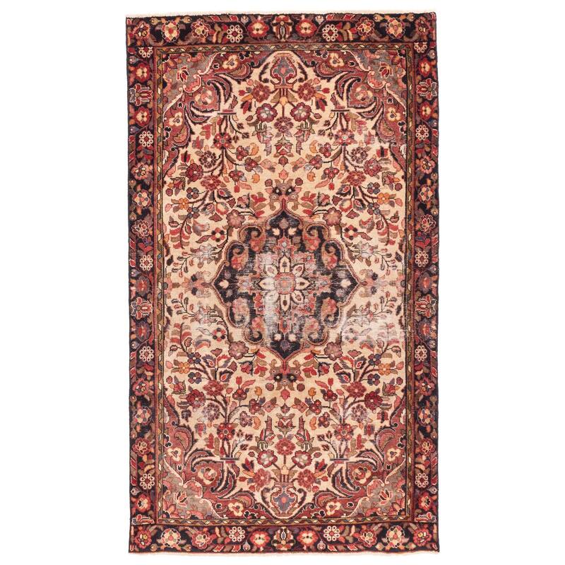 ECARPETGALLERY Hand-knotted Antalya Vintage Cream Wool Rug - 4'11 x 8'8