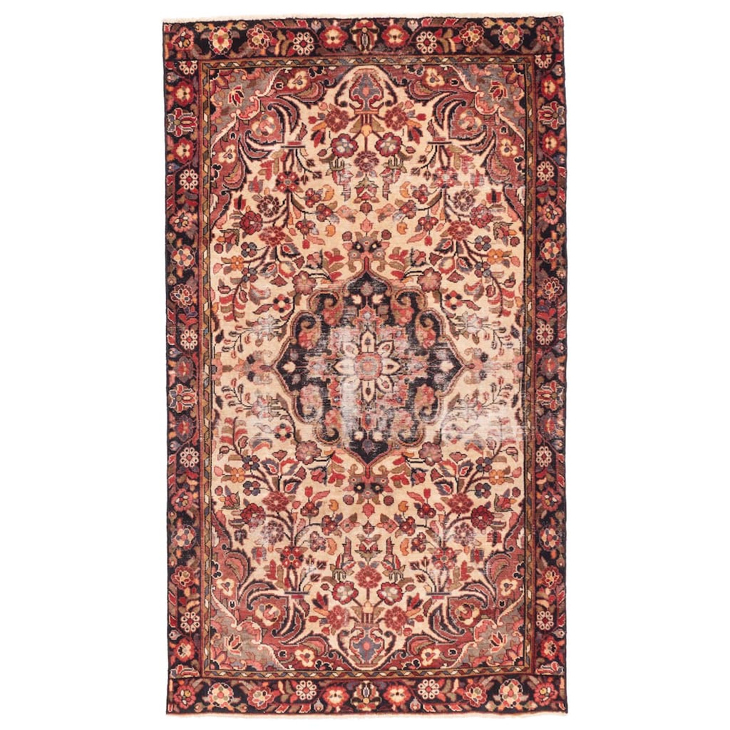 ECARPETGALLERY Hand-knotted Antalya Vintage Cream Wool Rug - 4'11 x 8'8