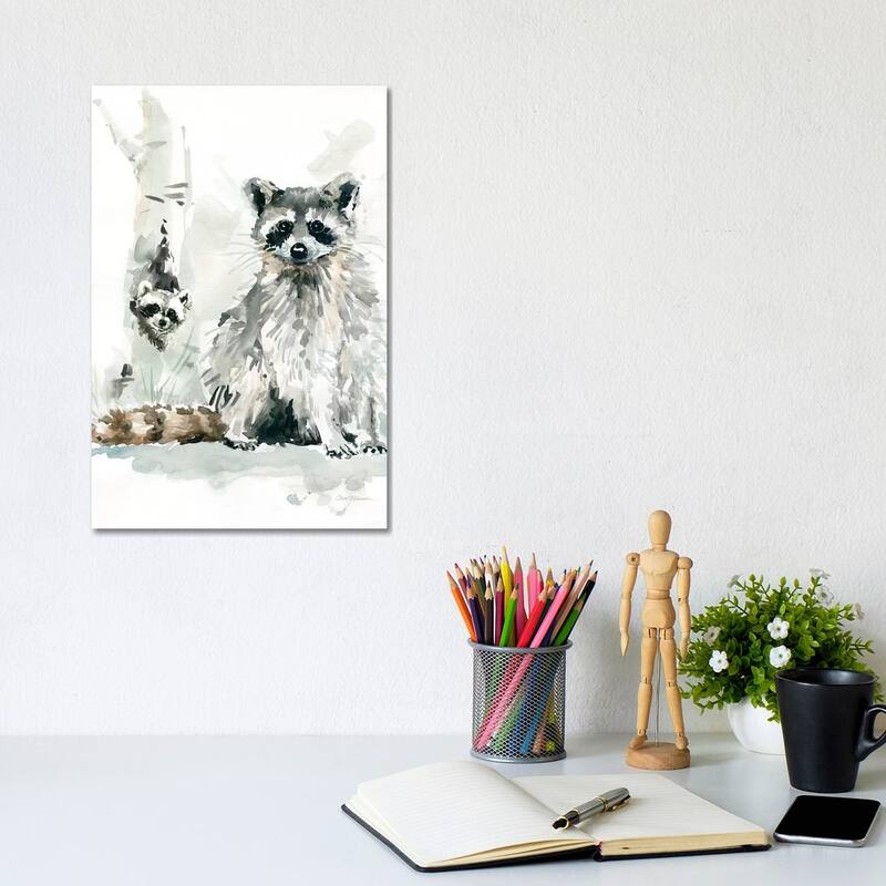 iCanvas "Raccoon and Baby" by Carol Robinson Canvas Print - 12x8x0.75