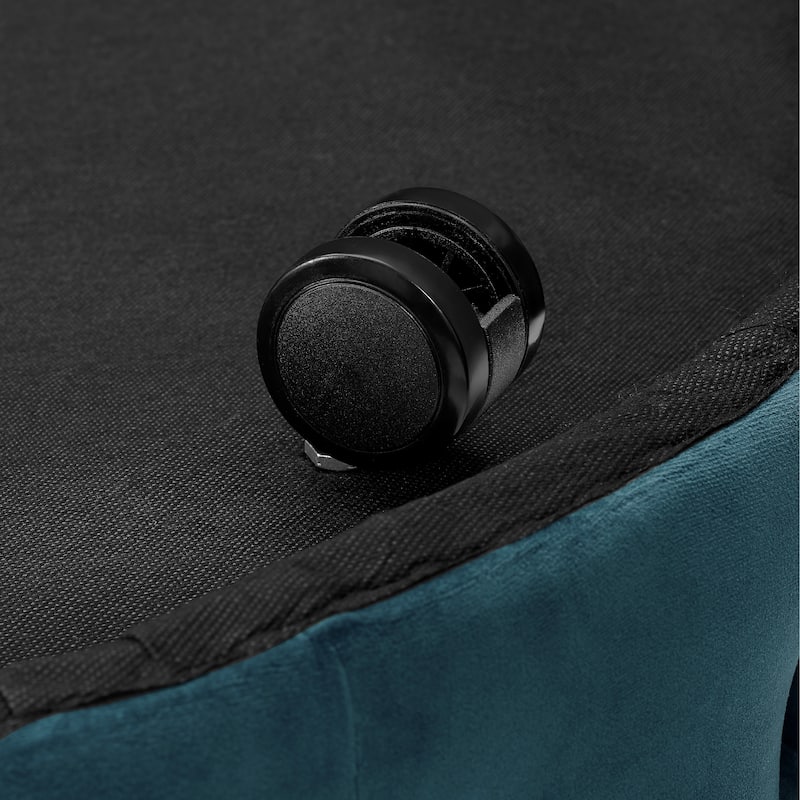 Corvus Chesterfield Round Tufted Velvet Ottoman with Casters