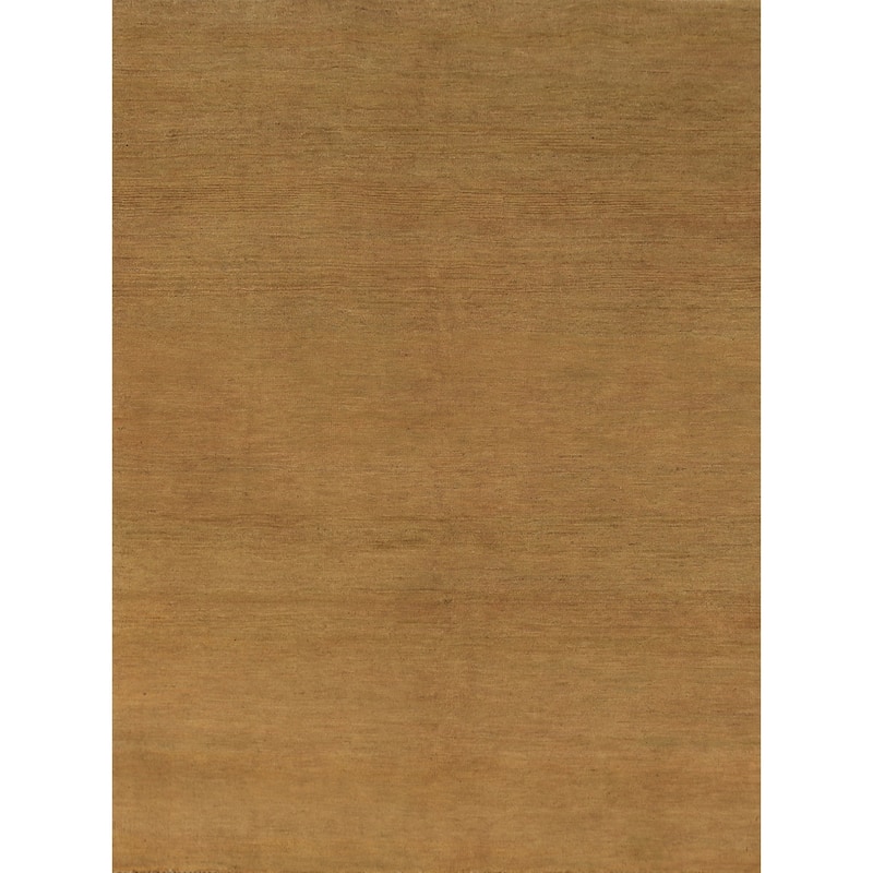 Solid Yellow Gold Modern Gabbeh Oriental Area Rug Handmade Wool Carpet - 4'9" x 6'5"
