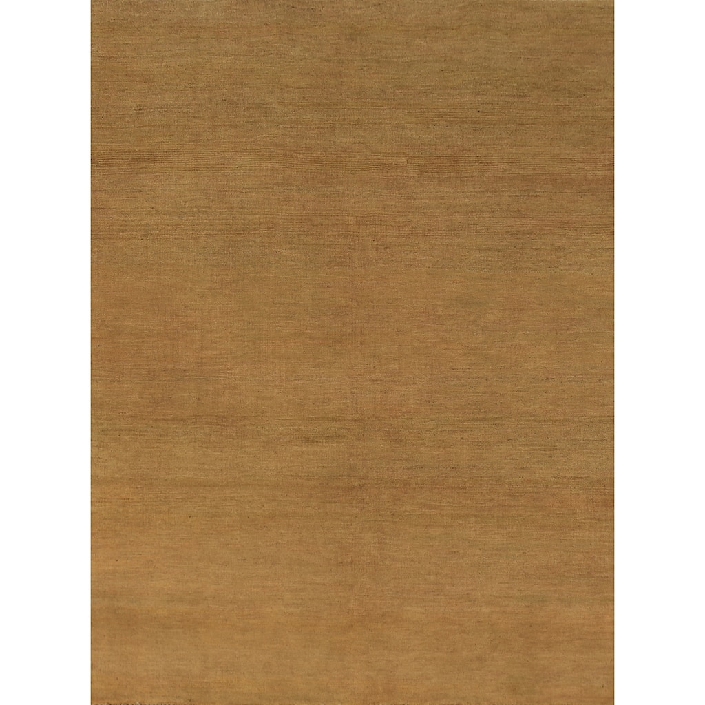 Solid Yellow Gold Modern Gabbeh Oriental Area Rug Handmade Wool Carpet - 4'9" x 6'5"