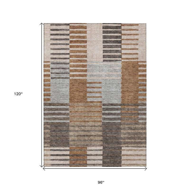 HomeRoots Striped Transitional Rectangle Outdoor Rug