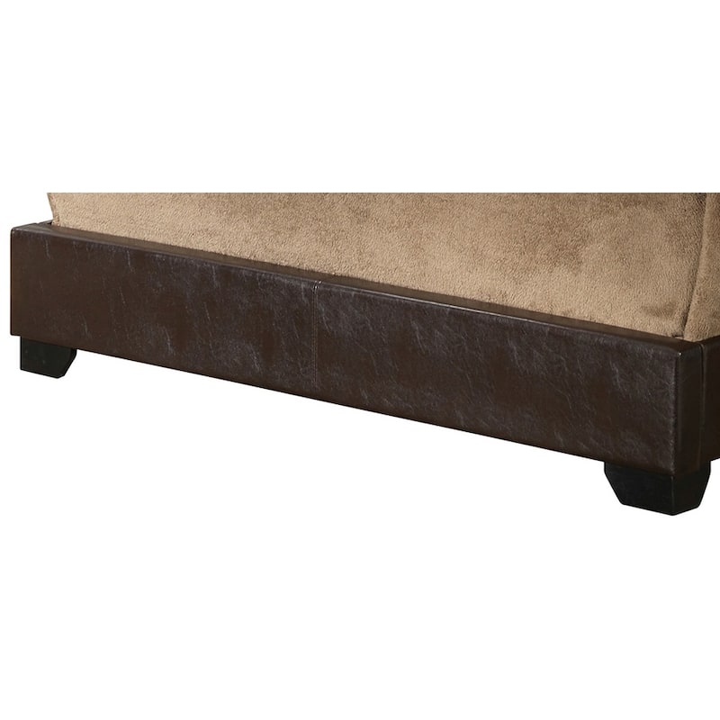 Queen Faux Leather Upholstered Panel Bed - 86" - Brown