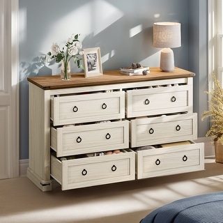 Moasis 6 Drawer Double Dresser for Bedroom, 54