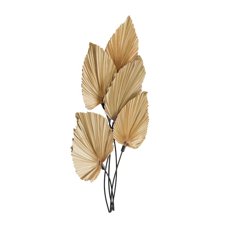 Metal Leaf Layered Home Wall Decor with Palm Leave Accents - Brown - Roche River Decor