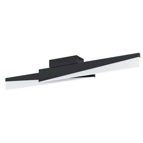 Isidro - Ceiling Light - Integrated LED - Structured Black Finish - White Acrylic Shade