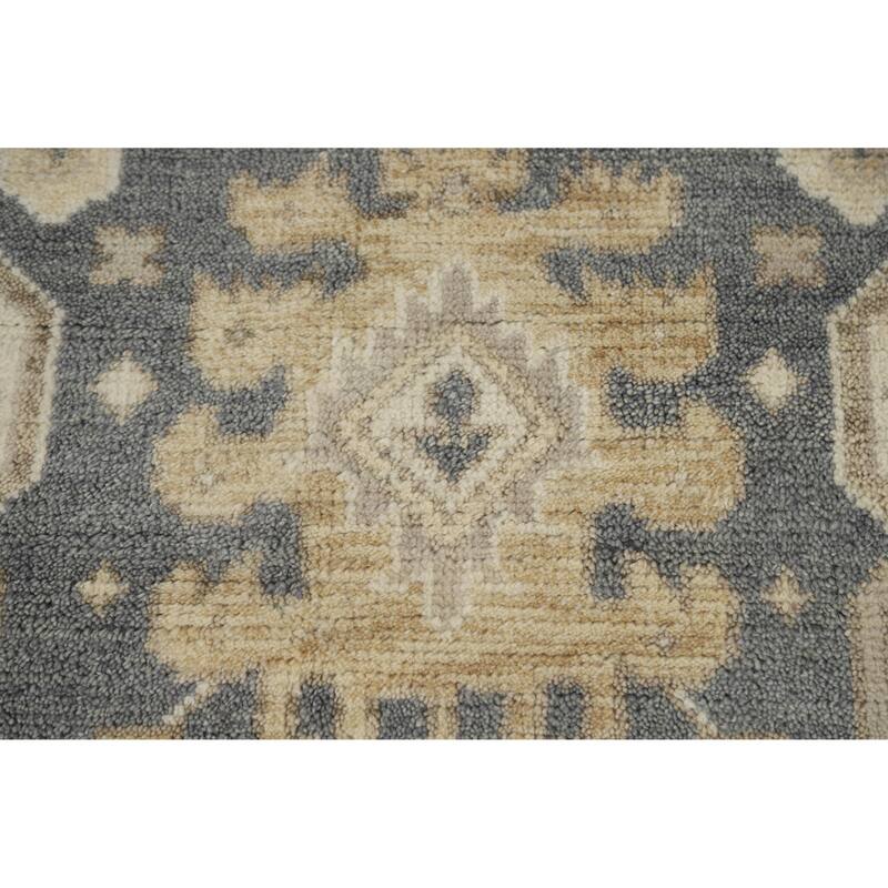 Slate Oushak Indian Area Rug Hand-Knotted Wool Carpet - 7'10" x 9'9"