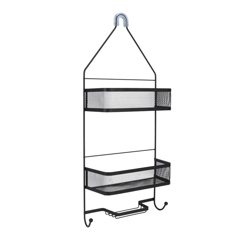 Bath Bliss Mesh Collection Deluxe Shower Caddy in Matte Black - 10.5"x 4.6"x 25.5"