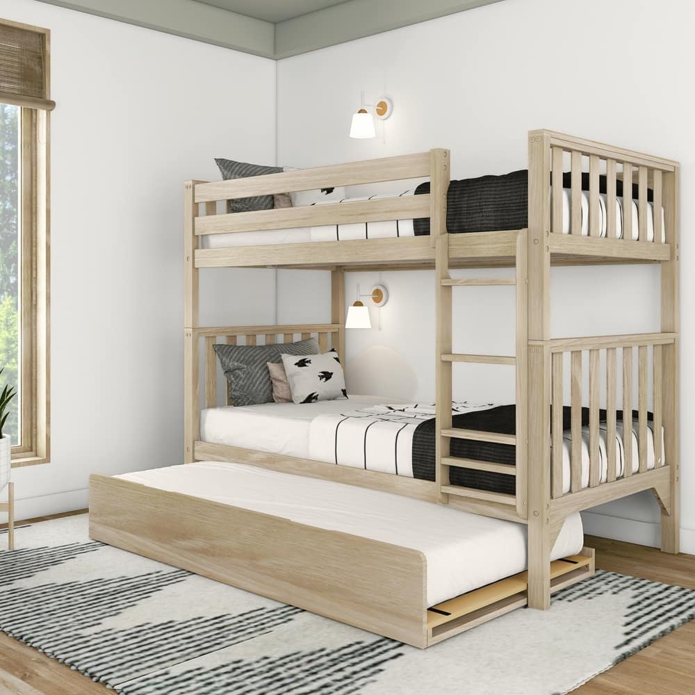 Scandinavian Twin Over Twin Bunk Bed With Twin-Size Trundle