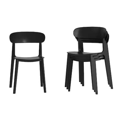 Commercial All-Weather Resin Stack Chair with Contoured Backrest-Set of 4 - 19"W x 19.5"D x 31"H