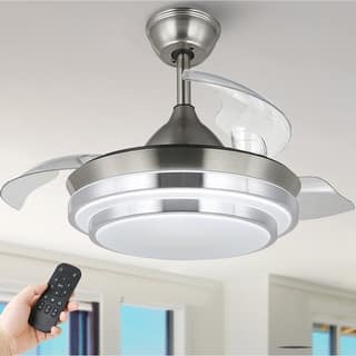 Bella Depot 42" Retractable Ceiling Fan with LED Light, 6-Speed Reversible Ceiling Fan with Remote Control - 42 inches
