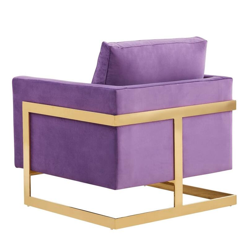 Lincoln Modern Velvet Upholstered Accent Designer Lounge Chair with Gold Frame for Living Room, Bedroom and Home Office - 34"