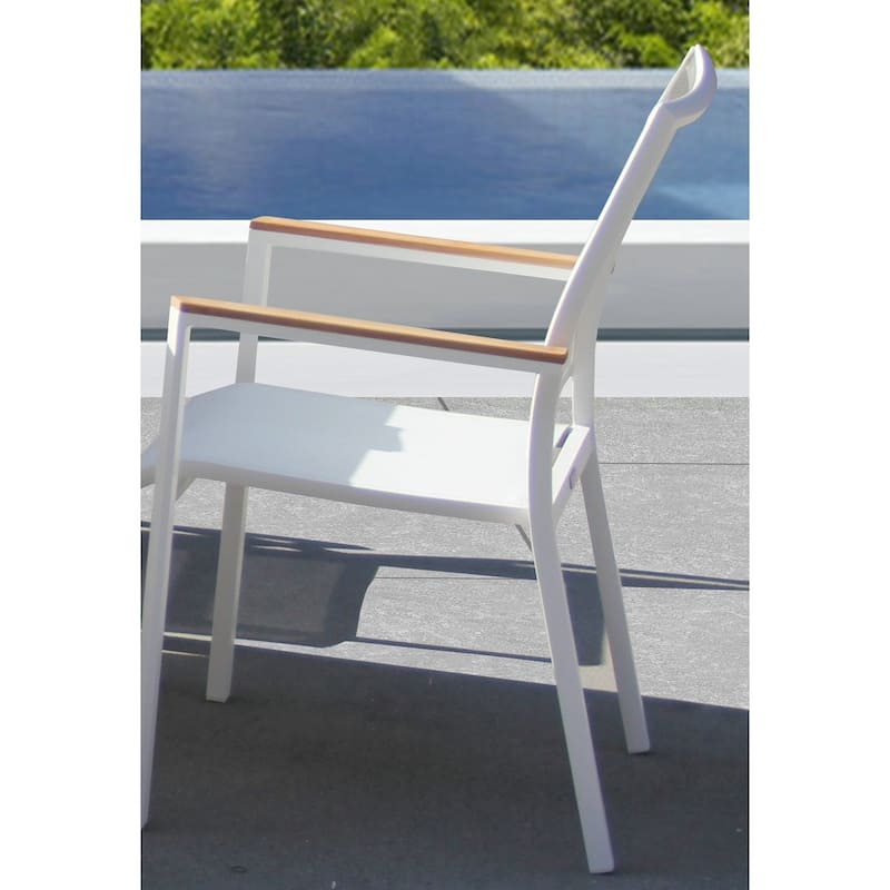 Catania White 9-Piece Aluminum Outdoor Dining Set with Sling Set in White - N/A