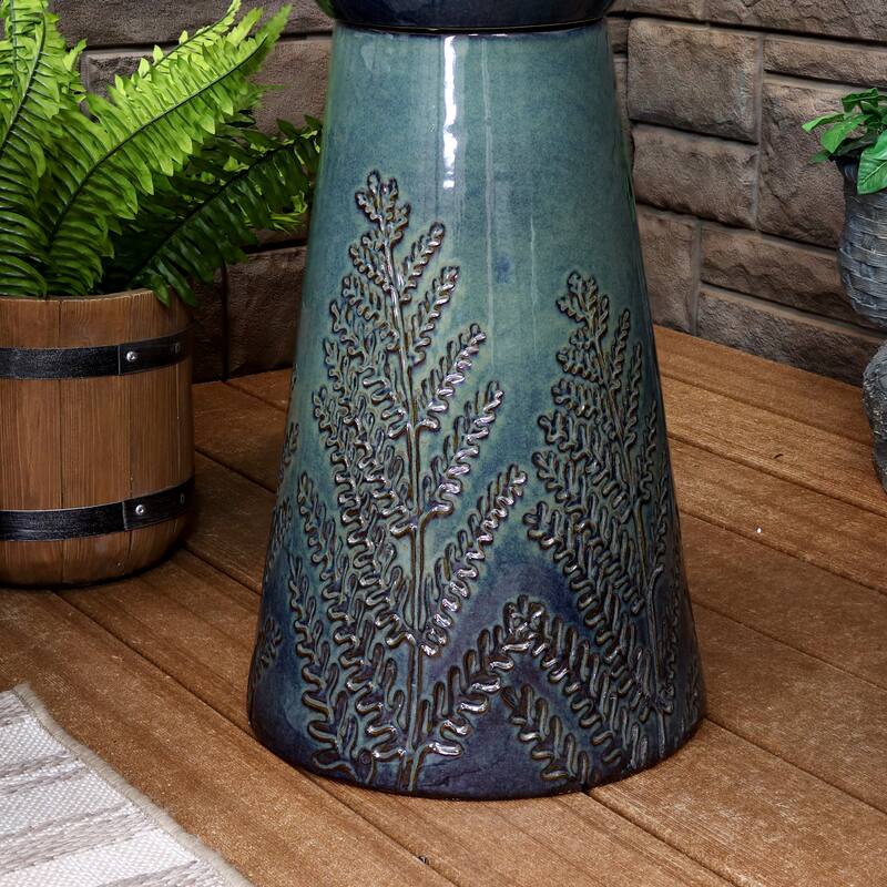 Sunnydaze Gathering Birds Ceramic Outdoor Fountain with LED Lights - 28.25-Inch
