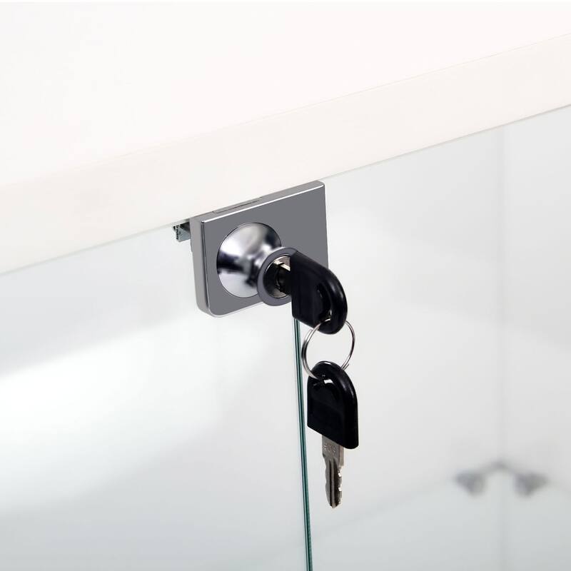 Tempered glass display cabinet, file cabinet, with Bluetooth LED light strip, lock on the door,equipped with cast, easy to move