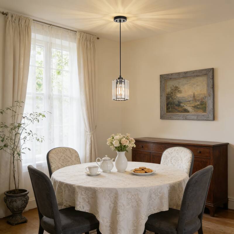 Starsky 1-Light Modern Minimalist Single Glass Pendant Light - Black