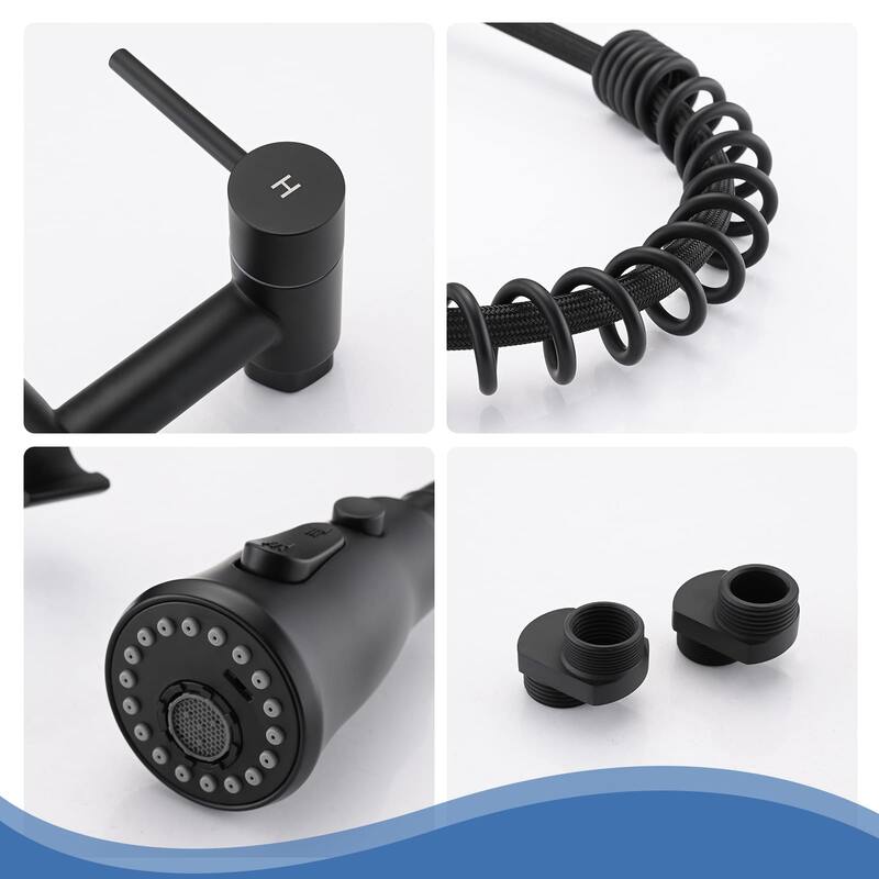 Wall Mounted Kitchen Sink Faucet with Pull Down Sprayer Kitchen Faucet