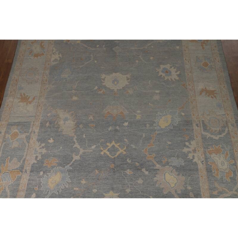 Hand Knotted Oriental 100% Wool Carpet Transitional All-Over Greys & Charcoal Oushak Area Rug - 11' 7'' X 8' 5''