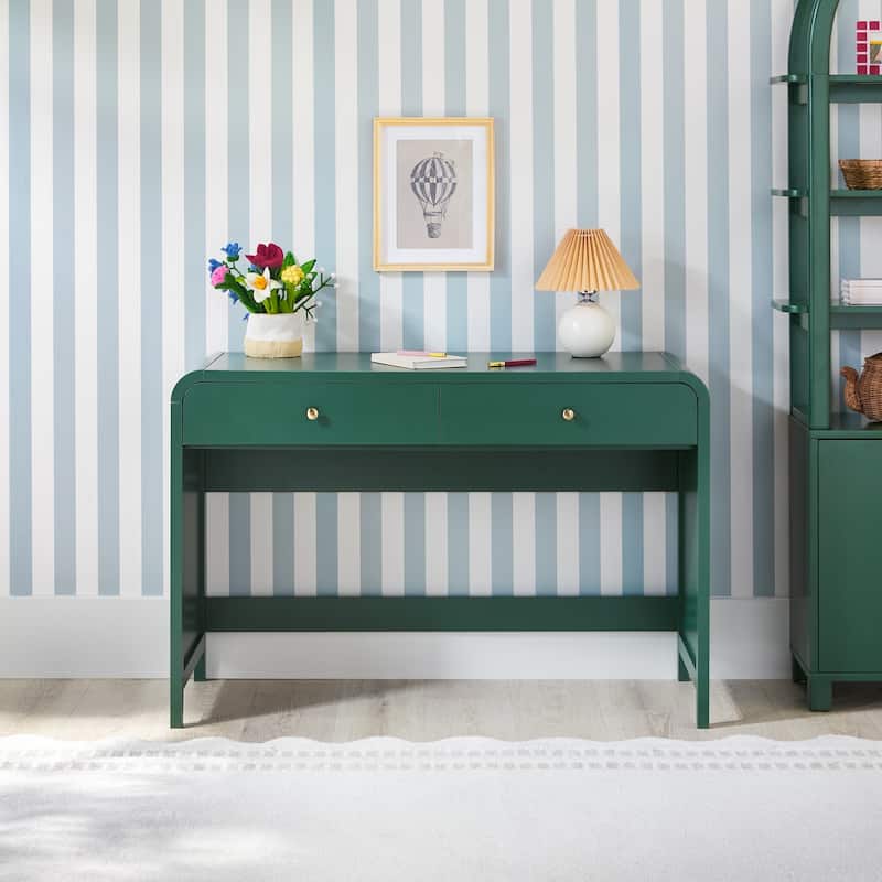 Walker Edison Modern Curve Design Writing Desk - Green