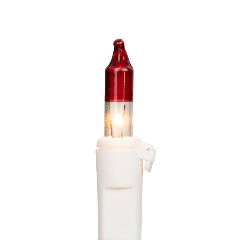 Mini Christmas Light Set - Clear with Red Tips - 20.25' White Wire - 100ct