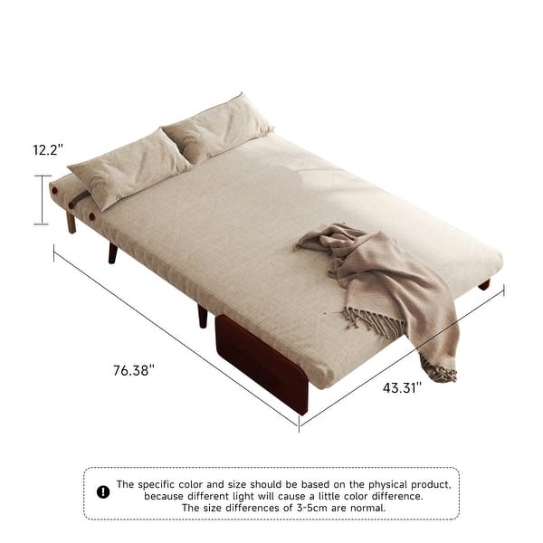 dimension image slide 12 of 22, JASIWAY Modern Upholstered Convertible Sofa Bed