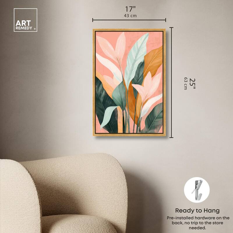 Peach and Palm Canvas by Art Remedy