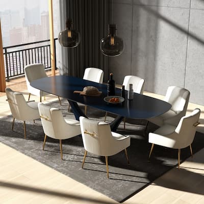 SEYNAR Modern Glam Velvet Dining Chair Set of 8 for Dining Room, Tufted Vanity Chair for Living Room (no table)