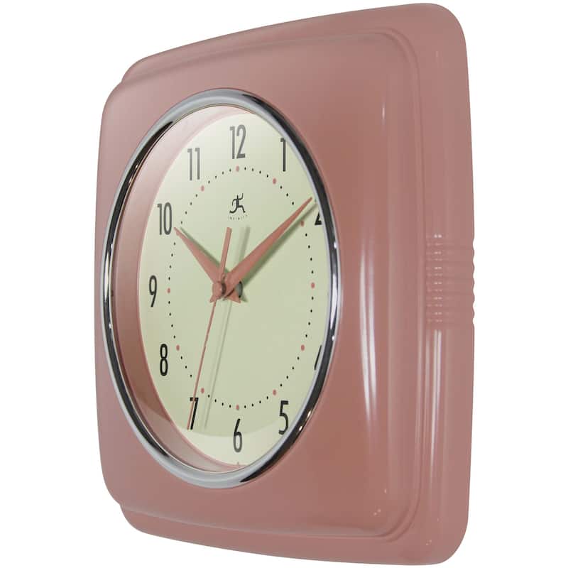 Infinity Instruments Retro 9.25-inch Square Wall Clock - 9.25 x 1.875 x 9.5