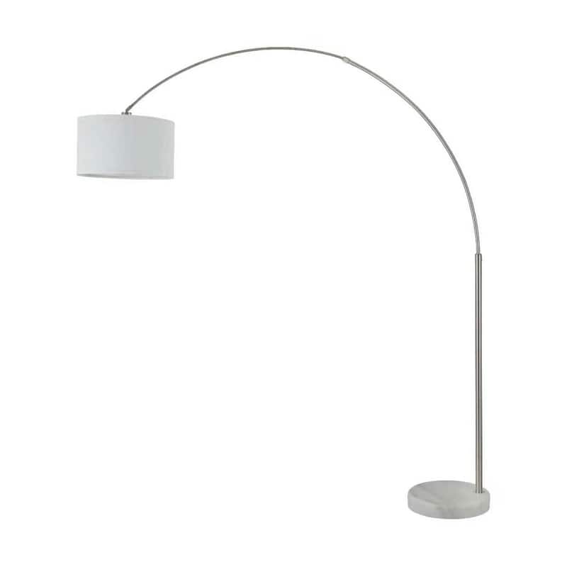 Q-Max 81" Steel Adjustable Arching Floor Lamp With Extra Large Shade and Marble Base