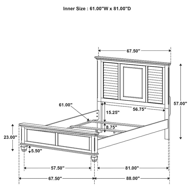 Franco Farmhouse Wood Panel Bed with Turned Leg